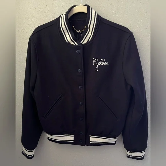 Golden Goose Dirce Navy Cropped Bomber Jacket Size 40 IT New - Picture 5 of 16